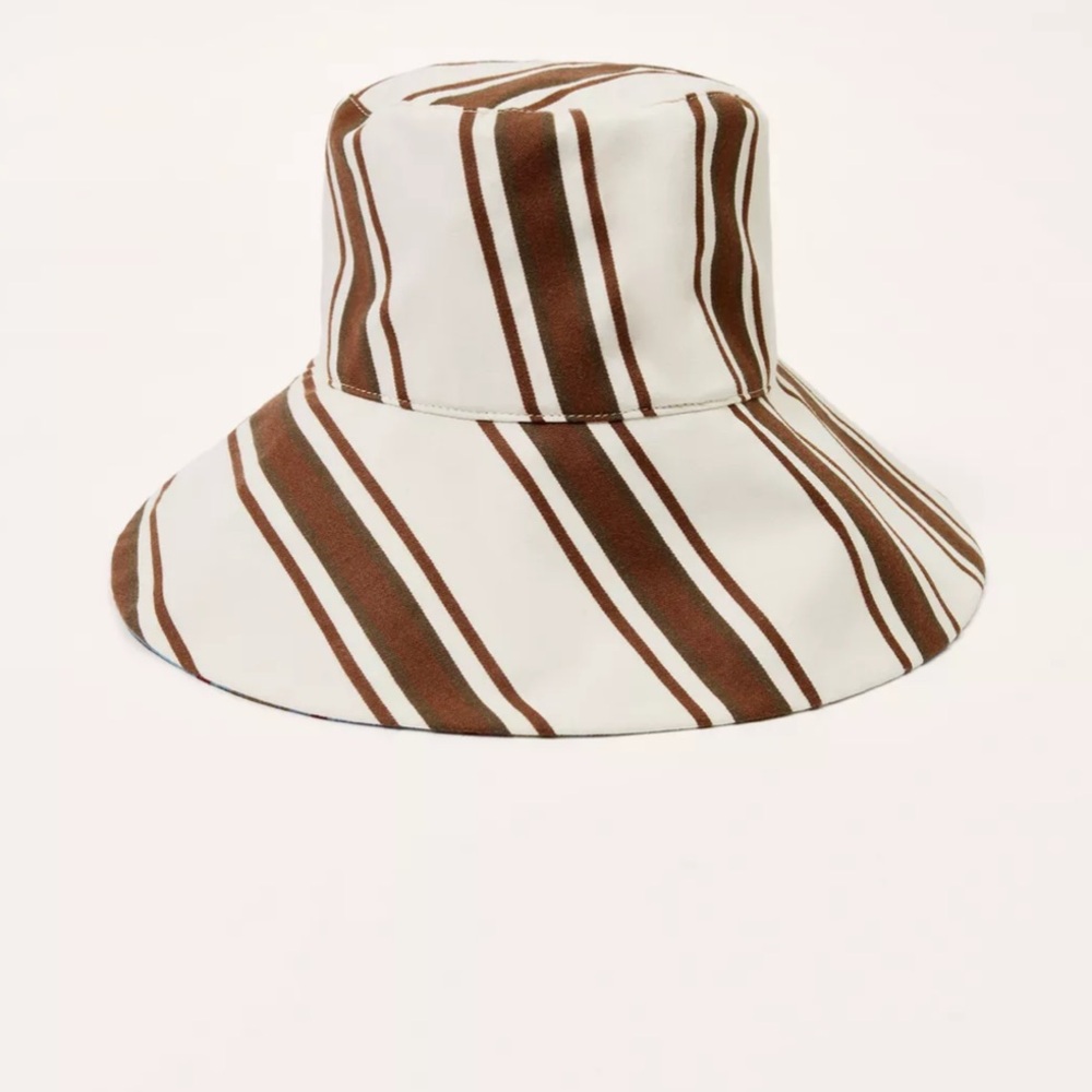 Zara Striped Hat in Brown and Cream